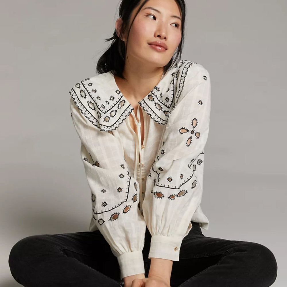 Anthropologie RAHI Sidra Embroidered Blouse, XL, Great condition